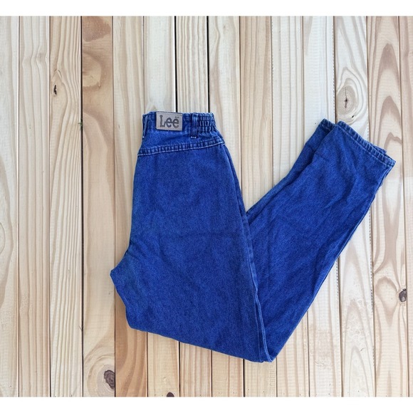 Vintage Lee Elastic High Rise Size 10 Long Union Made In USA Blue Jeans MR 90s - Picture 4 of 13